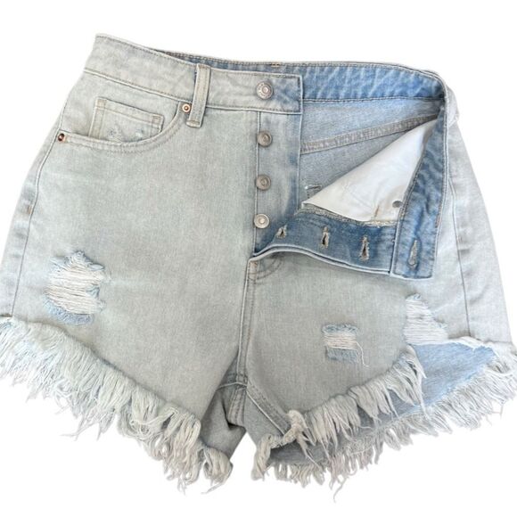 Wild Fable highest rise frayed Distressed Light Blue Denim Shorts Size 0 - Picture 1 of 13